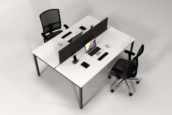 Efeler Ofis Alfa İkili Workstation Çalışma Masası Beyaz 140x140x75h