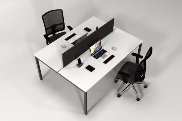 Efeler Ofis Alfa İkili Workstation Çalışma Masası Beyaz 180x140x75h