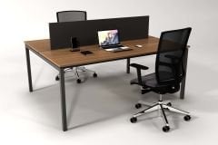 Efeler Ofis Alfa İkili Workstation Çalışma Masası Ceviz