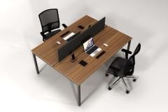 Efeler Ofis Alfa İkili Workstation Çalışma Masası Ceviz