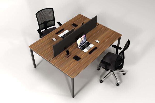 Efeler Ofis Alfa İkili Workstation Çalışma Masası Ceviz 120x140x75h