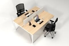 Efeler Ofis Alfa İkili Workstation Çalışma Masası Meşe