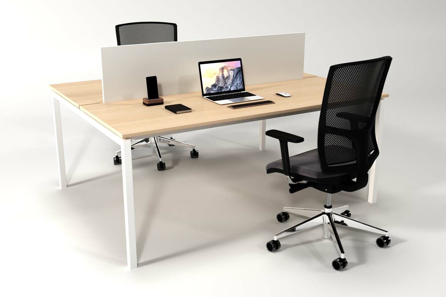Efeler Ofis Alfa İkili Workstation Çalışma Masası Meşe 180x140x75h