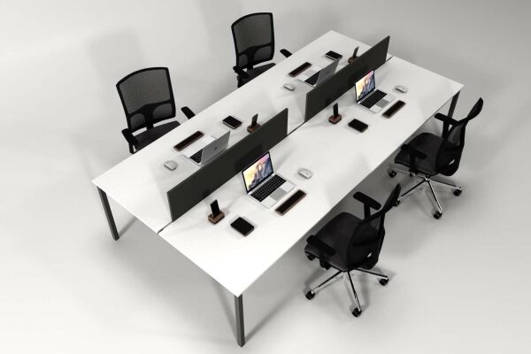 Efeler Ofis Alfa Dörtlü Workstation Çalışma Masası Beyaz 280x140x75h