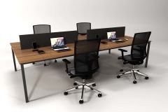 Efeler Ofis Alfa Dörtlü Workstation Çalışma Masası Ceviz