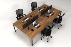 Efeler Ofis Alfa Dörtlü Workstation Çalışma Masası Ceviz