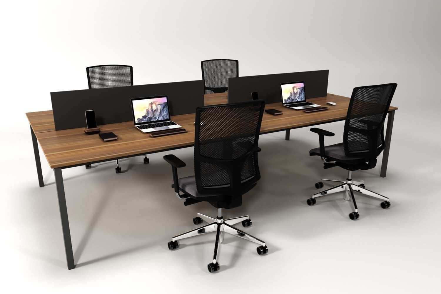 Efeler Ofis Alfa Dörtlü Workstation Çalışma Masası Ceviz 200x140x75h