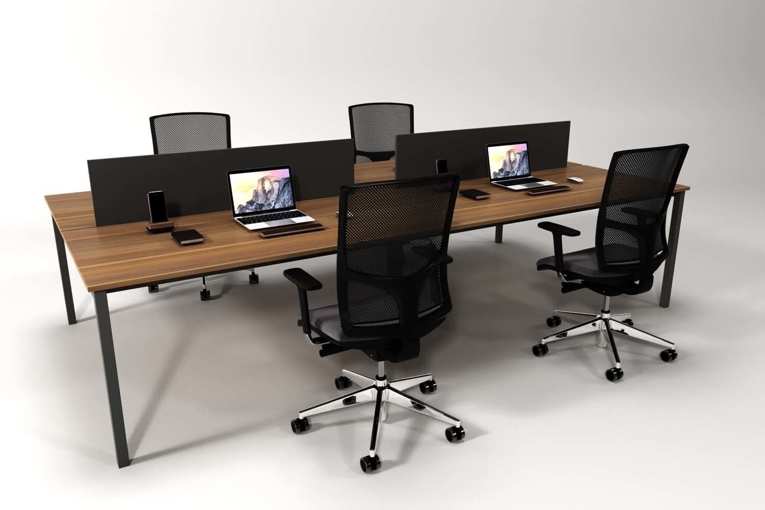 Efeler Ofis Alfa Dörtlü Workstation Çalışma Masası Ceviz 280x140x75h
