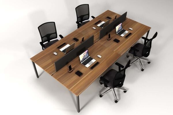 Efeler Ofis Alfa Dörtlü Workstation Çalışma Masası Ceviz 280x140x75h