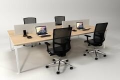 Efeler Ofis Alfa Dörtlü Workstation Çalışma Masası Meşe