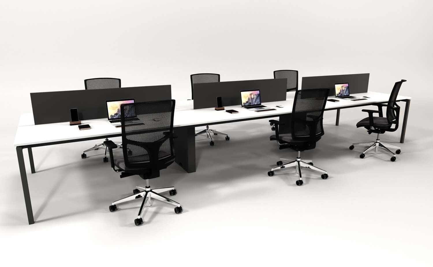Efeler Ofis Alfa Altılı Workstation Çalışma Masası Beyaz 420x140x75h
