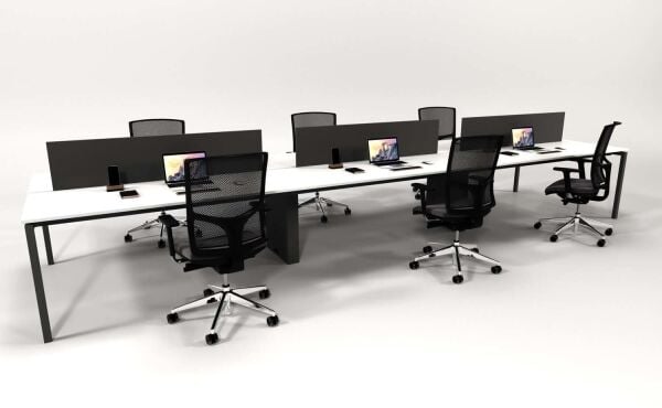 Efeler Ofis Alfa Altılı Workstation Çalışma Masası Beyaz 420x140x75h