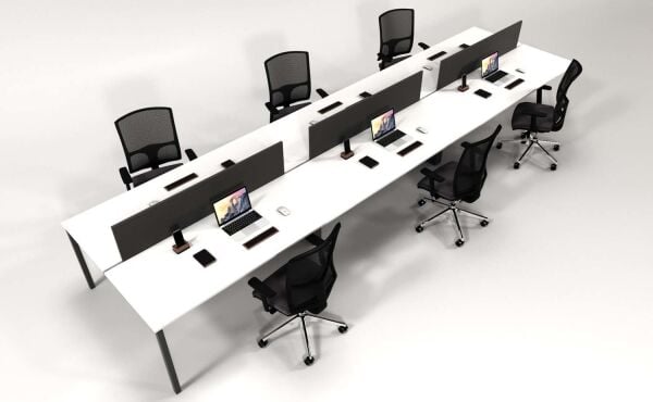 Efeler Ofis Alfa Altılı Workstation Çalışma Masası Beyaz 420x140x75h