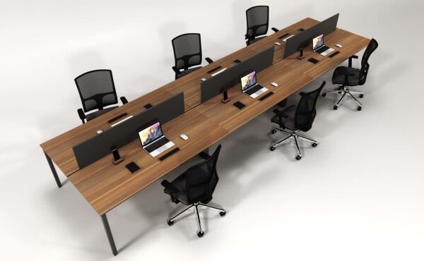 Efeler Ofis Alfa Altılı Workstation Çalışma Masası Ceviz 300x140x75h