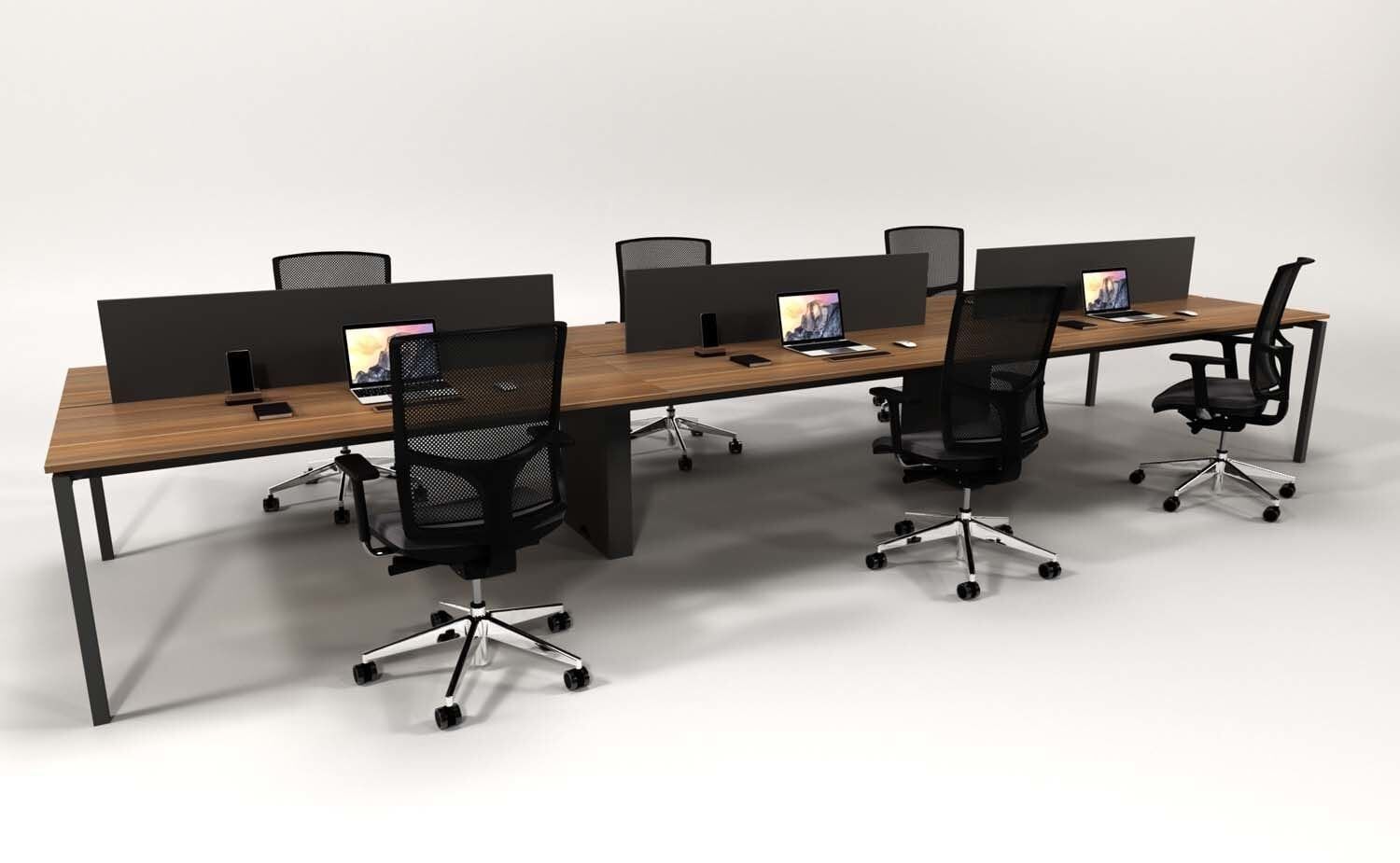 Efeler Ofis Alfa Altılı Workstation Çalışma Masası Ceviz 420x140x75h