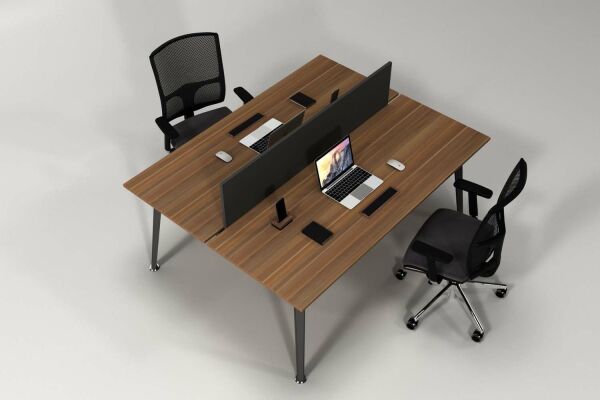 Efeler Ofis Omega İkili Workstation Çalışma Masası Ceviz 100x140x75h