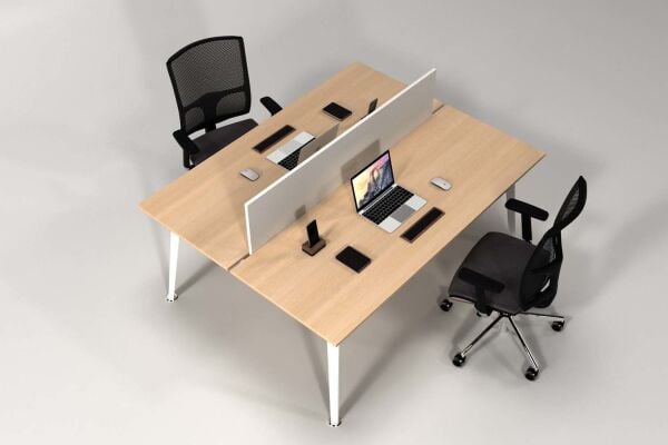 Efeler Ofis Omega İkili Workstation Çalışma Masası Meşe 120x140x75h