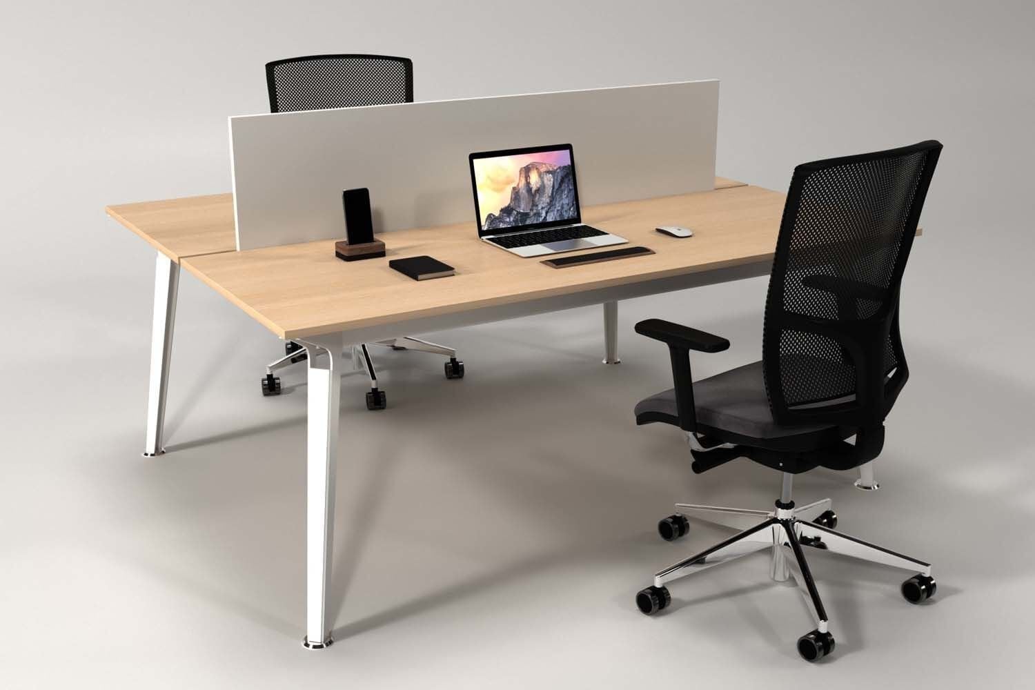 Efeler Ofis Omega İkili Workstation Çalışma Masası Meşe 180x140x75h