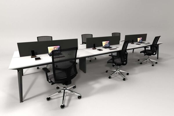 Efeler Ofis Omega Altılı Workstation Çalışma Masası Beyaz 300x140x75h
