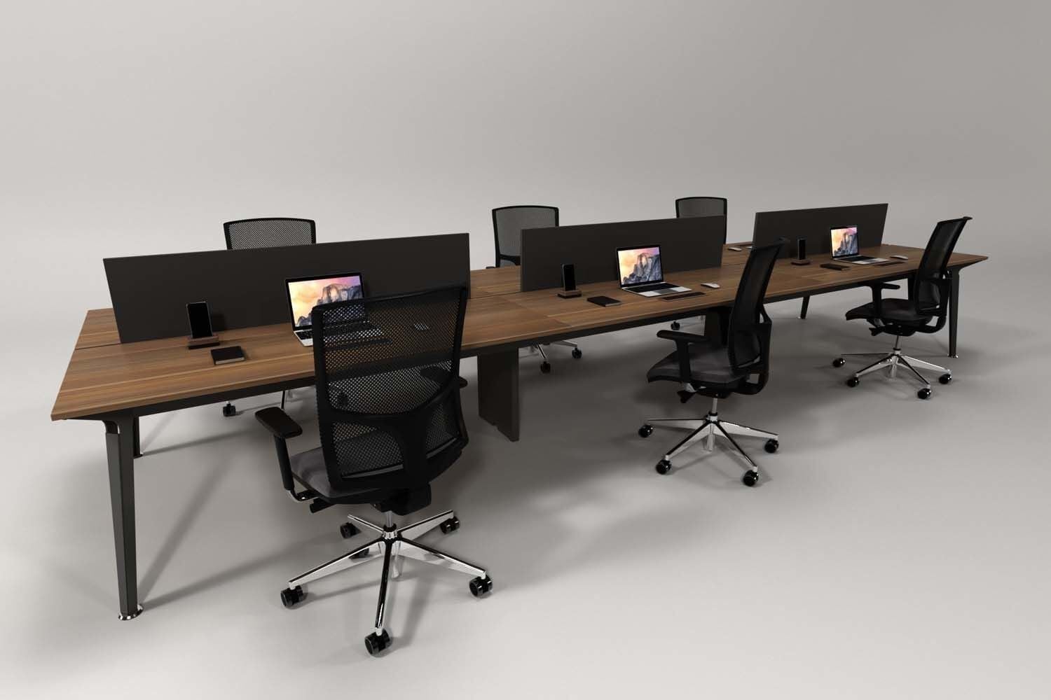 Efeler Ofis Omega Altılı Workstation Çalışma Masası Ceviz 360x140x75h