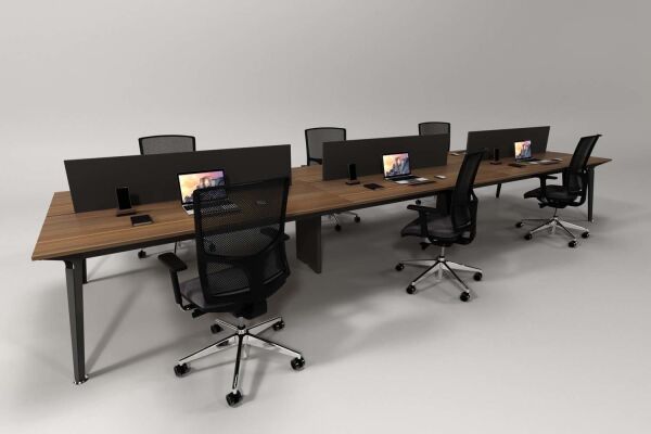 Efeler Ofis Omega Altılı Workstation Çalışma Masası Ceviz 360x140x75h