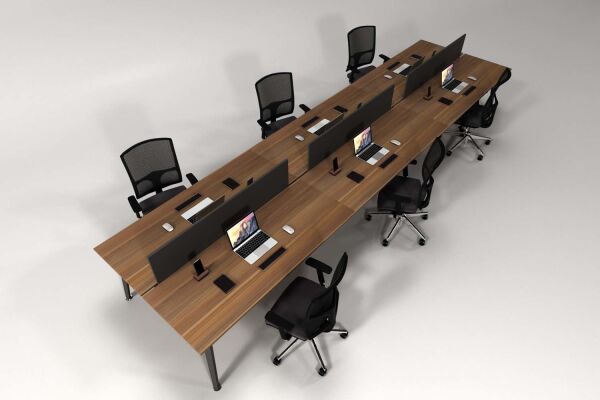 Efeler Ofis Omega Altılı Workstation Çalışma Masası Ceviz 360x140x75h
