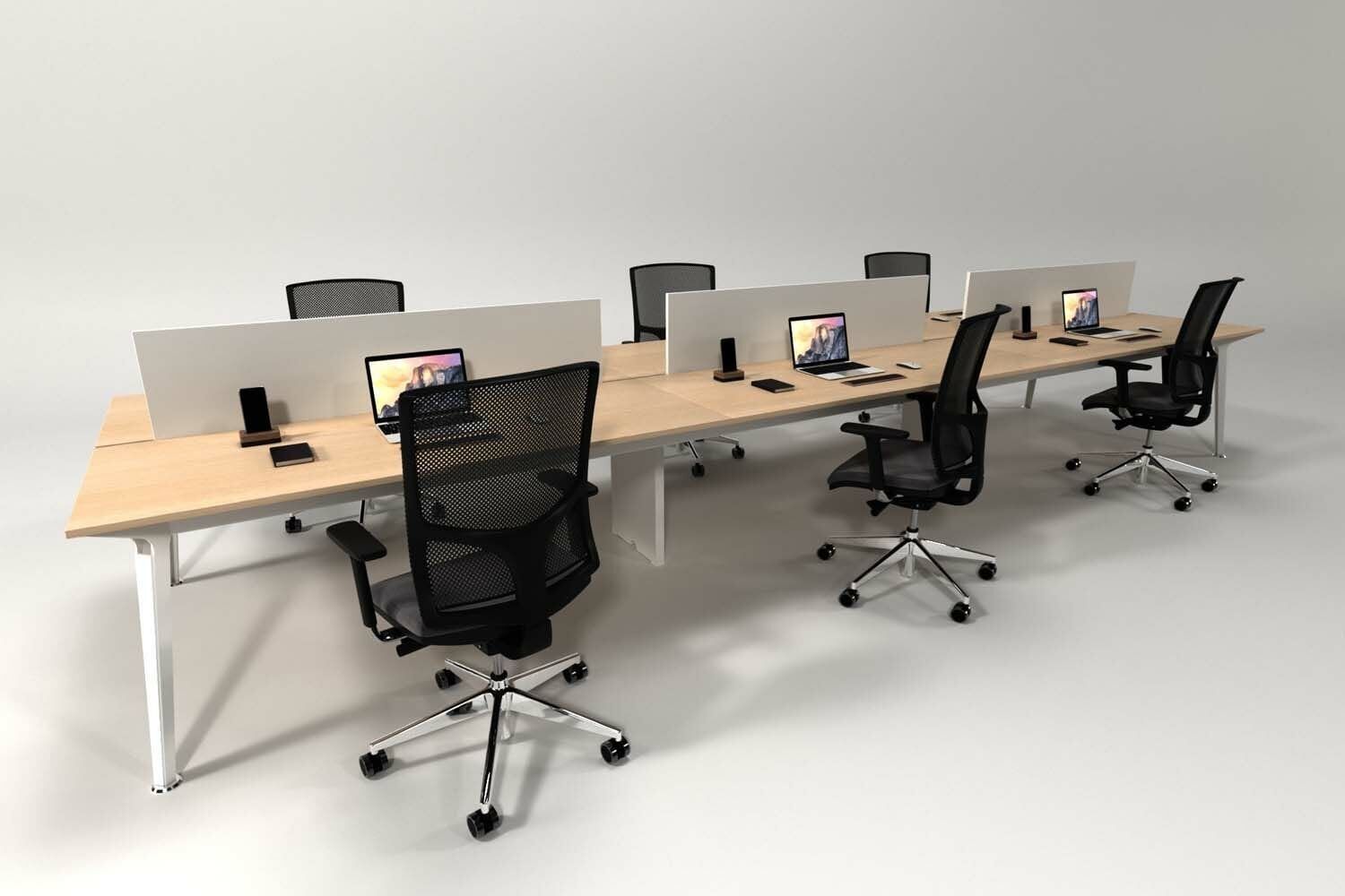 Efeler Ofis Omega Altılı Workstation Çalışma Masası Meşe 420x140x75h