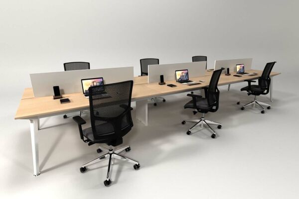 Efeler Ofis Omega Altılı Workstation Çalışma Masası Meşe 420x140x75h