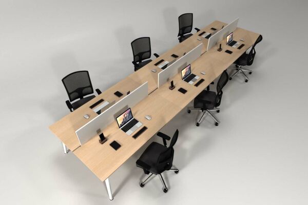 Efeler Ofis Omega Altılı Workstation Çalışma Masası Meşe 420x140x75h
