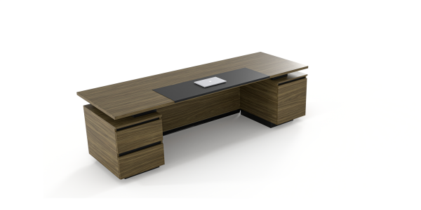 Efeler Ofis Forge Üst Yönetici Makam Masa Takımı 260x90x75h - Keşif-Siyah-Kumtaşı