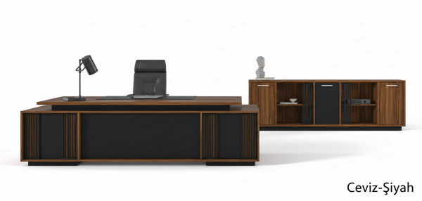 Efeler Ofis İdol Üst Yönetici Makam Masa Takımı 240x90x75h - Keşif-Antrasit