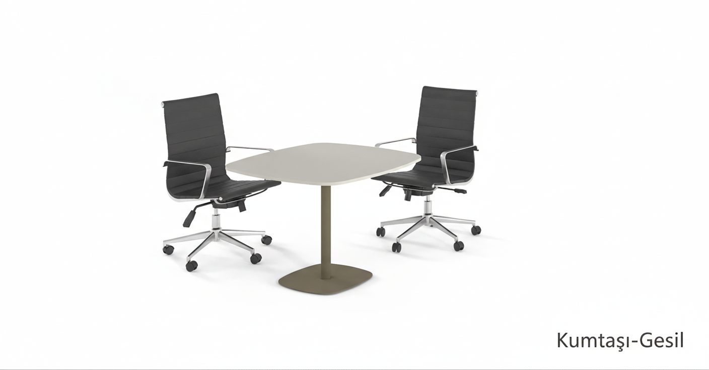 Efeler Ofis Meta Toplantı Masası 100x100x75h - Kumtaşı-Yeşil