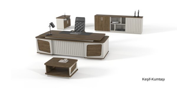 Efeler Ofis Safir Üst Yönetici Makam Masa Takımı 260x100x75h - Keşif-Kumtaşı