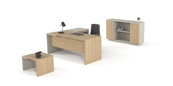 Efeler Ofis Sude L Çalışma Masası Takımı 180x150x75h - Oturunca Etajer Solda