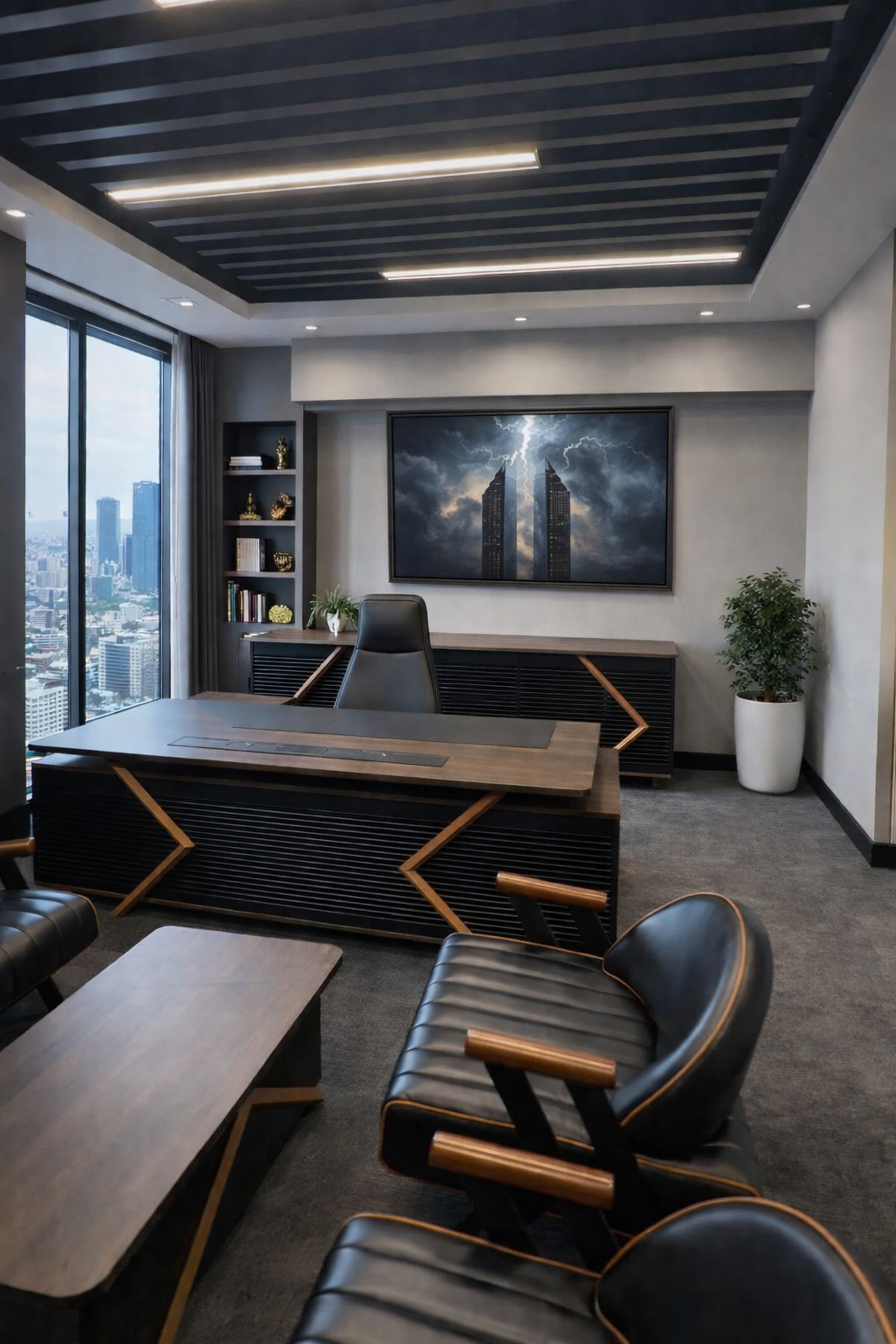 Efeler Ofis Blaze Üst Yönetici Makam Masa Takımı 260x170x75h