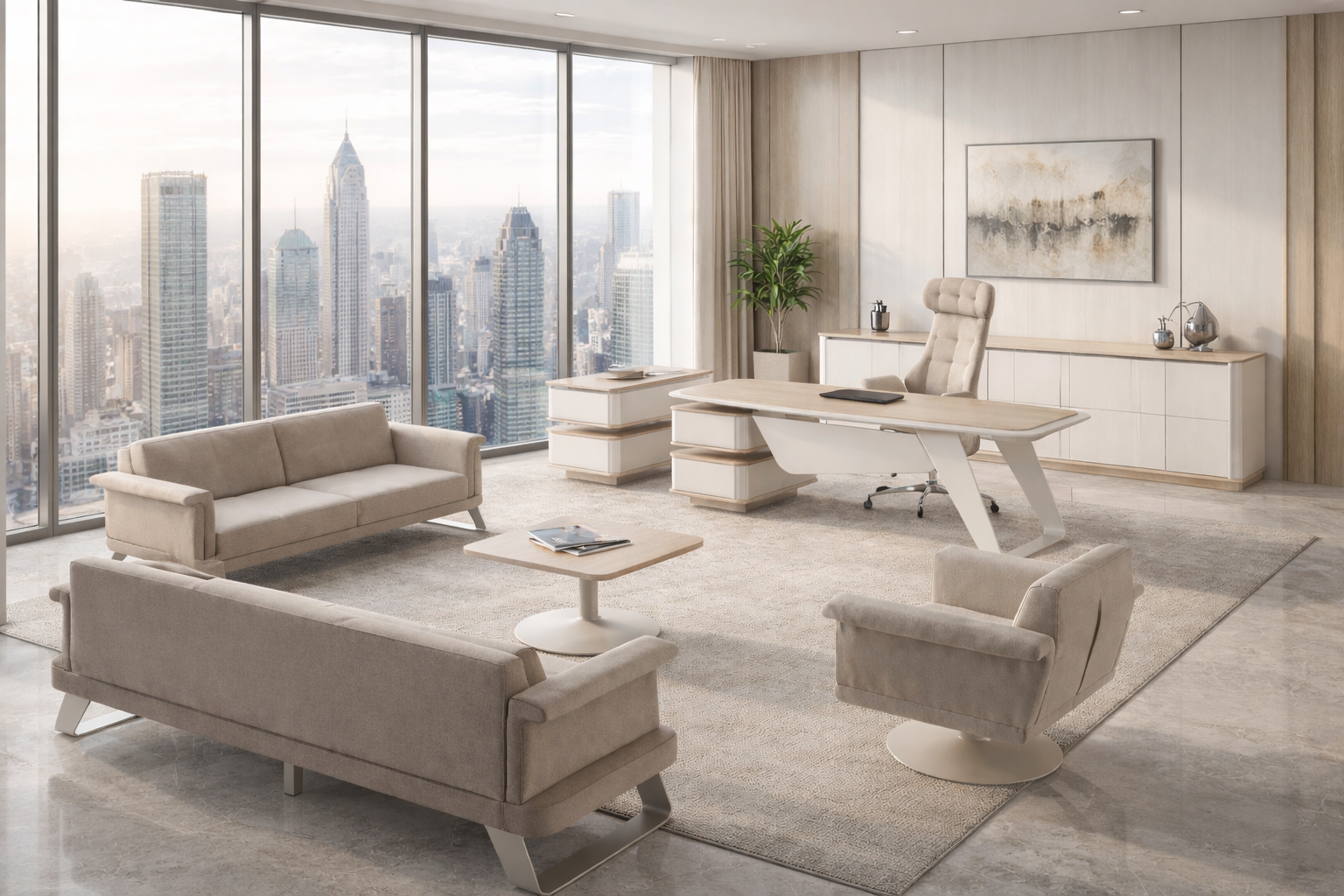 Efeler Ofis Gent Üst Yönetici Makam Masa Takımı